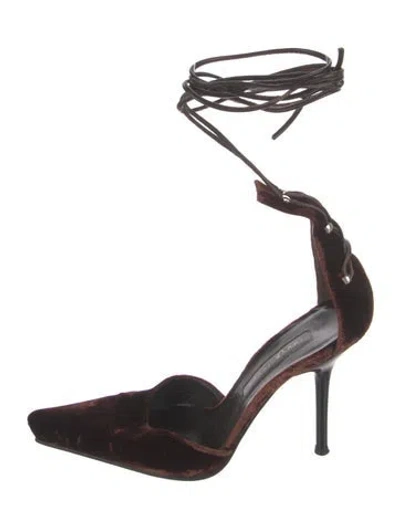 Pre-owned Sergio Rossi Velvet D'orsay Pumps In Burgundy