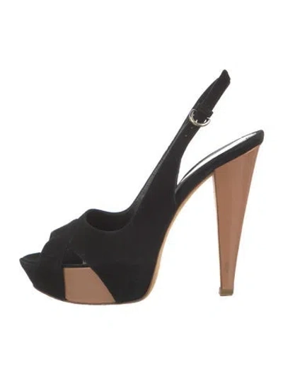 Pre-owned Sergio Rossi Velvet Slingback Pumps In Black