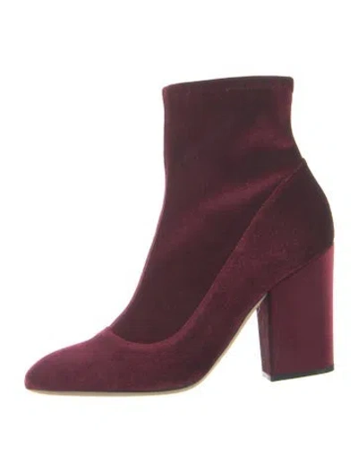 Pre-owned Sergio Rossi Velvet Sock Boots In Burgundy