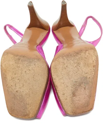 Pre-owned Sergio Rossi Vintage 100mm Patent-leather Slingback Pumps In Pink
