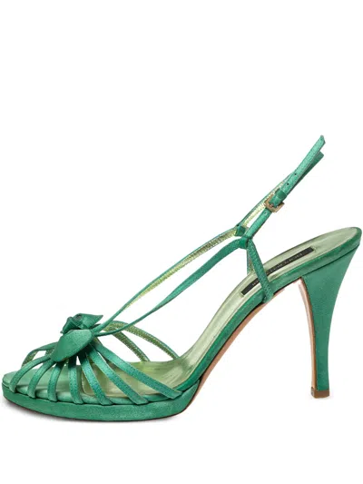 Pre-owned Sergio Rossi Vintage 100mm Satin Heeled Sandals