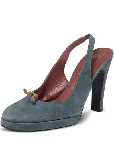 Pre-owned Sergio Rossi Vintage 110mm Suede Slingback Pumps In Blue