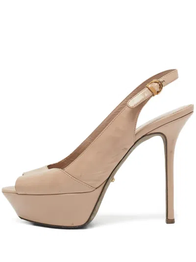 Pre-owned Sergio Rossi Vintage 120mm Godiva Peep-toe Slingback Platform Pumps