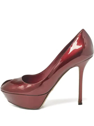 Pre-owned Sergio Rossi Vintage 120mm Patent-leather Platform Pumps In Red