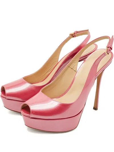 Pre-owned Sergio Rossi Vintage 120mm Peep-toe Pumps In Pink