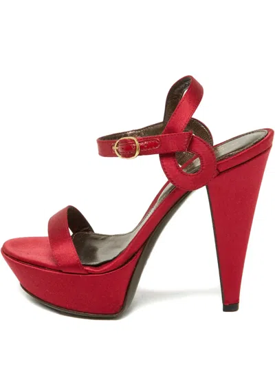 Pre-owned Sergio Rossi Vintage 120mm Platform Buckled Sandals In Red