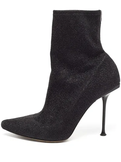 Pre-owned Sergio Rossi Vintage 125mm Leather Heeled Boots In Black