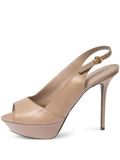 Pre-owned Sergio Rossi Vintage 130mm Slingback Heeled Sandals In Neutral