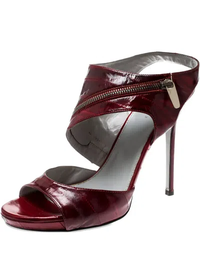 Pre-owned Sergio Rossi Vintage 130mm Zip-detailing Heeled Sandals In Red