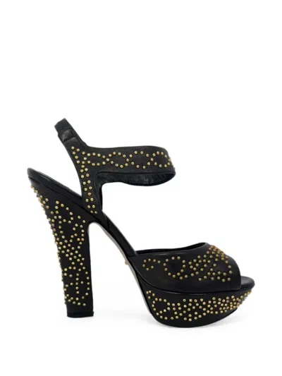 Pre-owned Sergio Rossi Vintage 2018 Studded Platform Sandals In Black