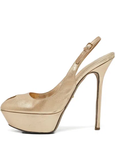 Pre-owned Sergio Rossi Vintage 2023 140mm Platform Sandals In Gold