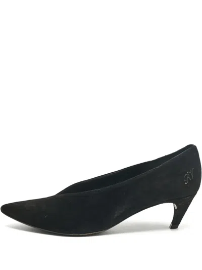 Pre-owned Sergio Rossi Vintage 70mm Suede Pumps In Black