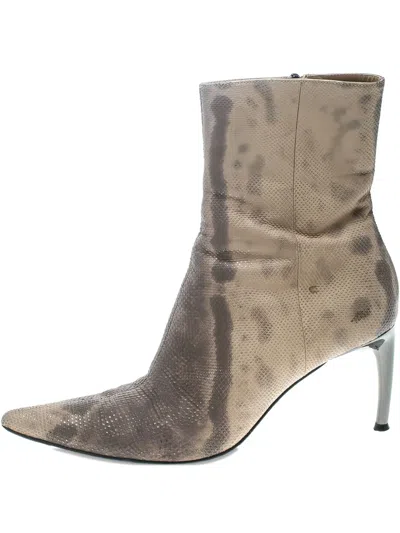 Pre-owned Sergio Rossi Vintage 75mm Leather Ankle Boots In Neutral