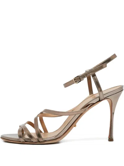Pre-owned Sergio Rossi Vintage 95mm Leather Sandals In Gold