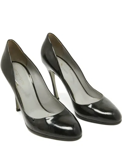 Pre-owned Sergio Rossi Vintage Almond-toe Patent-leather Pumps In Black
