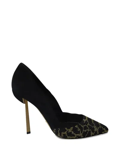 Pre-owned Sergio Rossi Vintage Animal-print Heeled Pumps In Black