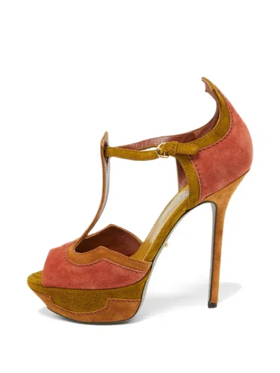 Pre-owned Sergio Rossi Vintage Ankle-strap Heeled Sandals In Orange