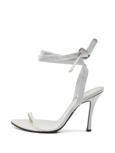 Pre-owned Sergio Rossi Vintage Ankle-wrap Sandals In White