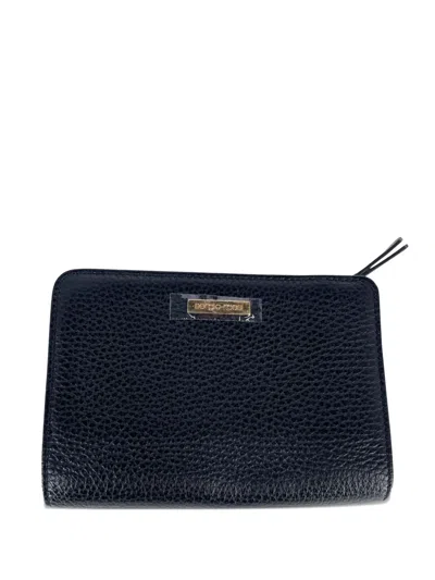 Pre-owned Sergio Rossi Vintage Bifold Zip Wallet In Black