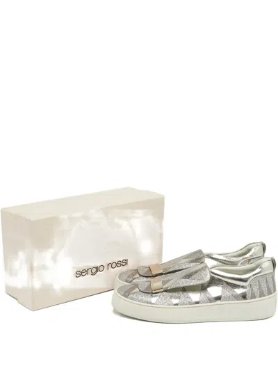 Pre-owned Sergio Rossi Vintage Blair Glitter Sneakers In Silver