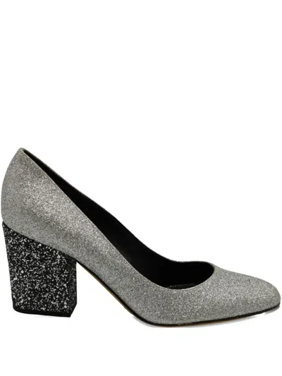 Pre-owned Sergio Rossi Vintage Block-heel Pumps In Silver