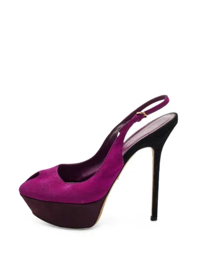 Pre-owned Sergio Rossi Vintage Cachet Platform Slingback Pumps In Purple