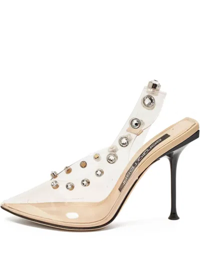 Pre-owned Sergio Rossi Vintage Clear Lucite Pointed-toe Heels In Neutral