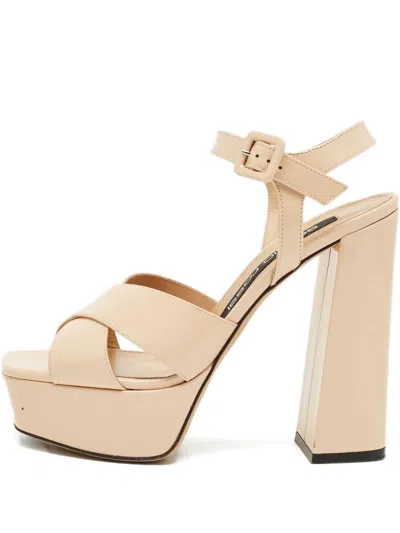 Pre-owned Sergio Rossi Vintage Criss-cross-detail Sandals In Neutral