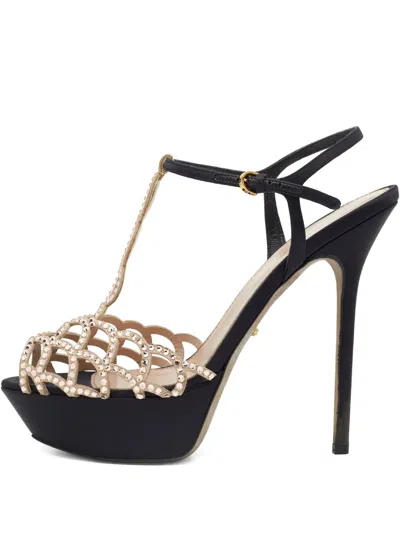 Pre-owned Sergio Rossi Vintage Crystal-embellished Platform Sandals