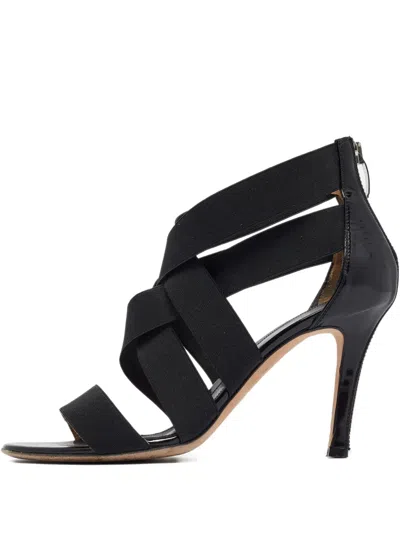 Pre-owned Sergio Rossi Vintage Elastic-strap Heeled Sandals In Black