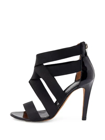 Pre-owned Sergio Rossi Vintage Elastic Strappy Sandals In Black