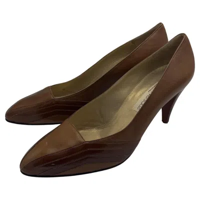 Pre-owned Sergio Rossi Vintage Gianni Versace Brown Leather Pumps