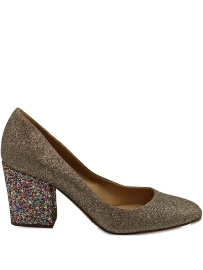 Pre-owned Sergio Rossi Vintage Glitter Block-heel Pumps In Brown