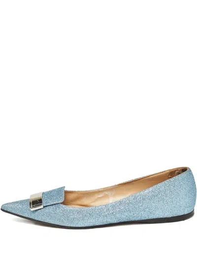 Pre-owned Sergio Rossi Vintage Glittered Pointed-toe Flat Pumps