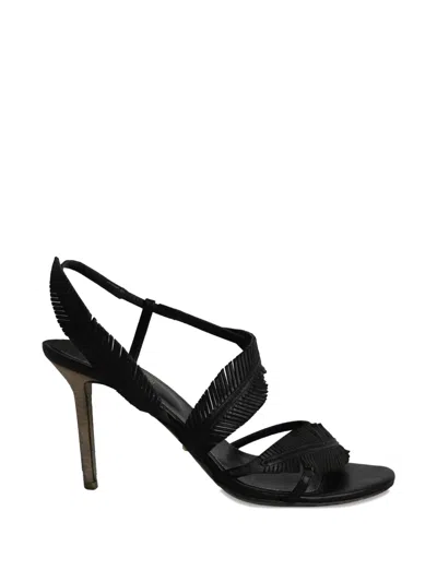 Pre-owned Sergio Rossi Vintage Leaf Strap Sandals In Black