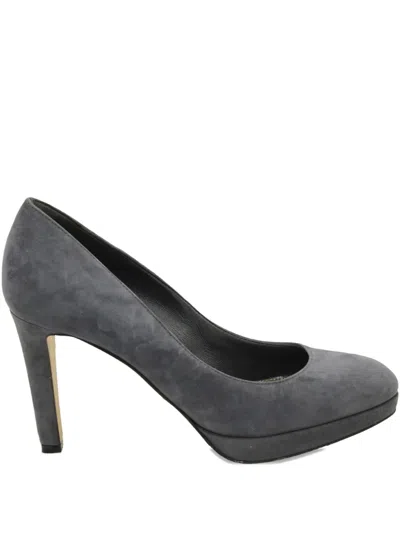 Pre-owned Sergio Rossi Vintage Leather Heeled Pumps In Gray
