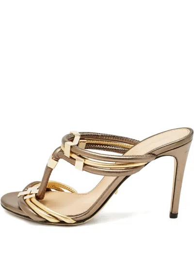 Pre-owned Sergio Rossi Vintage Leather Heeled Sandals In Green