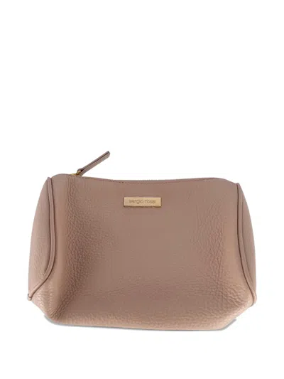 Pre-owned Sergio Rossi Vintage Leather Make Up Bag In Neutral