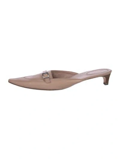 Pre-owned Sergio Rossi Vintage Leather Mules In Neutrals