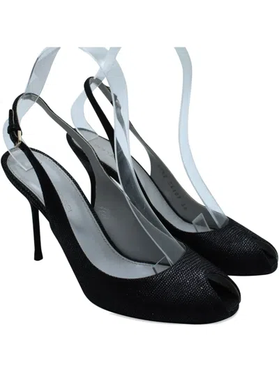 Pre-owned Sergio Rossi Vintage Leather Slingback Pumps In Black