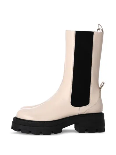 Pre-owned Sergio Rossi Vintage Milla Platform Leather Boots In White