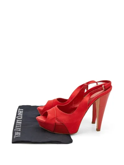 Pre-owned Sergio Rossi Vintage Open-toe Platform Sandals In Red