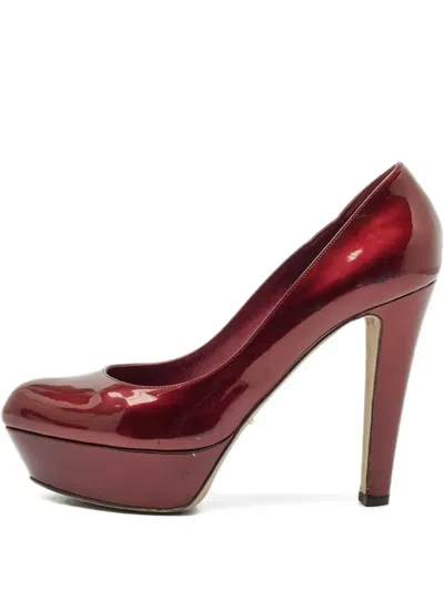Pre-owned Sergio Rossi Vintage Patent Leather Platform Pumps In Red