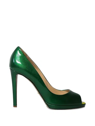 Pre-owned Sergio Rossi Vintage Peep-toe Pumps In Green