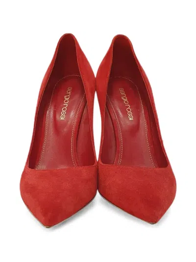 Pre-owned Sergio Rossi Vintage Pointed-toe Suede Pumps In Red