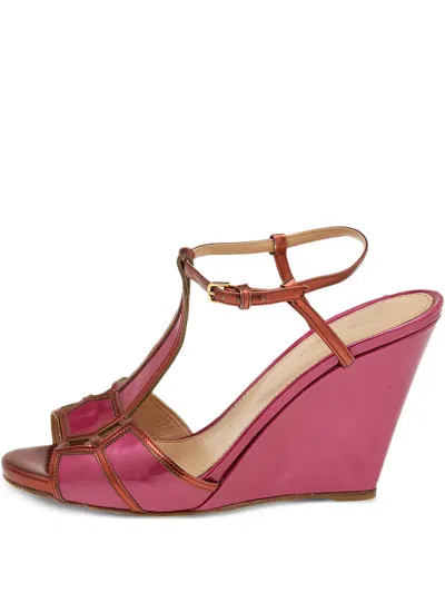 Pre-owned Sergio Rossi Vintage Leather Wedge Sandals