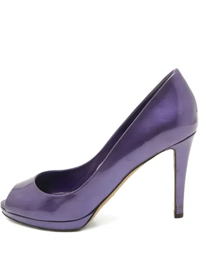Pre-owned Sergio Rossi Vintage  105mm Patent-finish Pumps In Purple