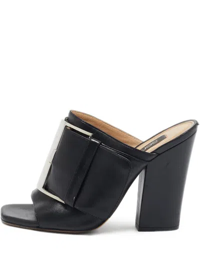 Pre-owned Sergio Rossi Vintage  110mm Buckled Sandals In Black