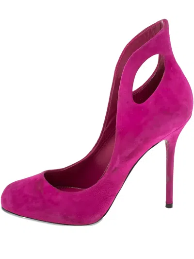 Pre-owned Sergio Rossi Vintage  110mm Cutout Suede Pumps In Pink