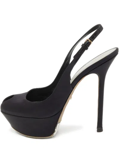 Pre-owned Sergio Rossi Vintage  120mm Satin Pumps In Black